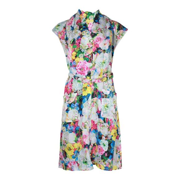 Erdem Buttoned Summer Dress in Floral Print Silk